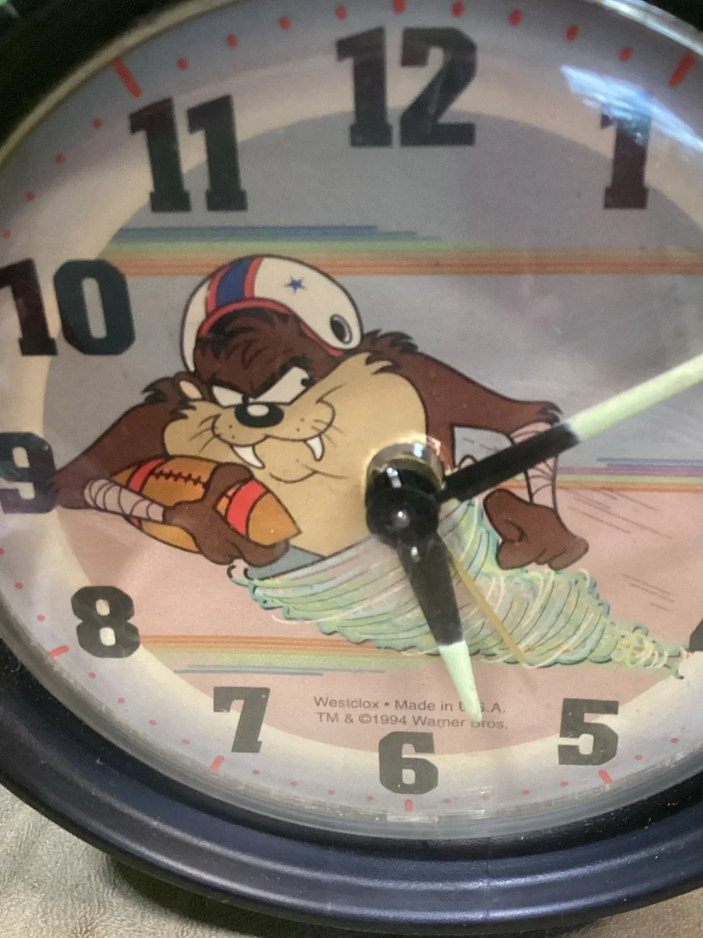 Warner Bros. Black Twin-Bell Tasmanian Devil Alarm Clock Vintage 1994 USA Works